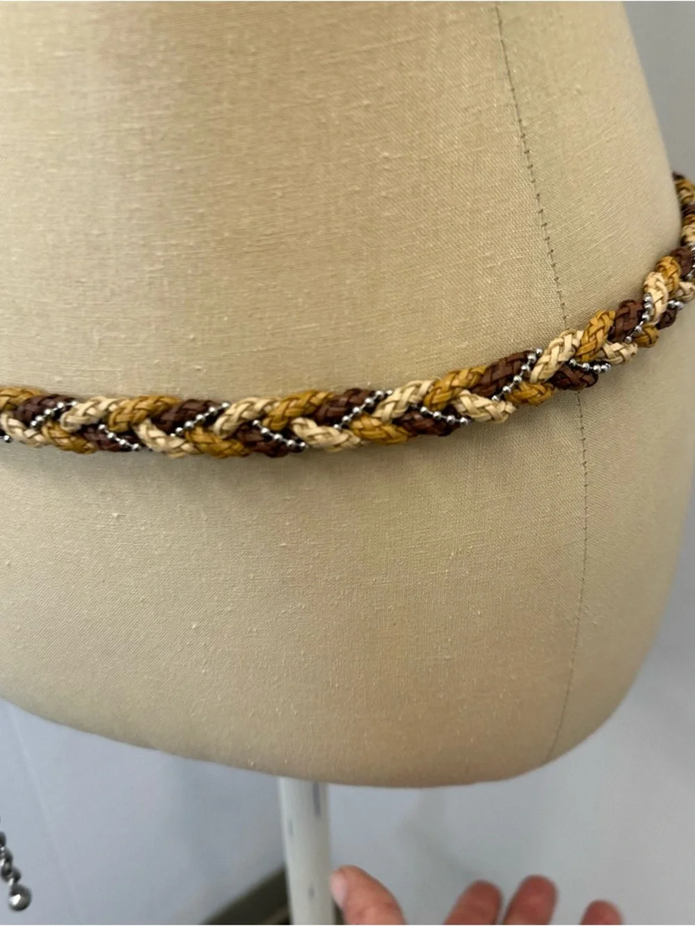 Braided Rope Chain Waist Belt in Brown and Gold - Picture 3 of 8